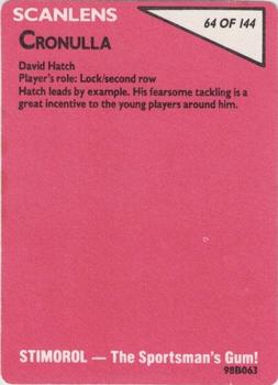 1988 Scanlens #64 David Hatch Back